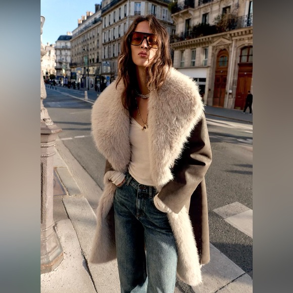 New ZARA Reversable Faux Fur Double-Faced Coat - Picture 3 of 16